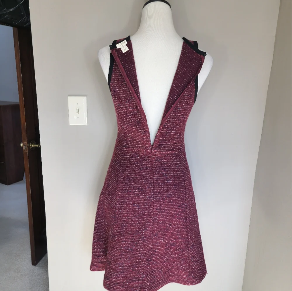 J Crew Burgundy Maroon sleeveless tweed dress Fit and Flair Women's size 6